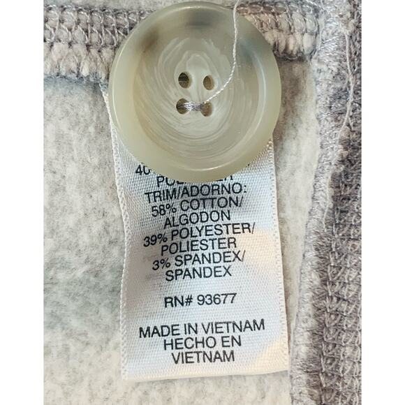 Vintage Sweatshirt Large Womens Gray Pullover Roll Collar Kangaroo Pocket Button - Picture 8 of 10